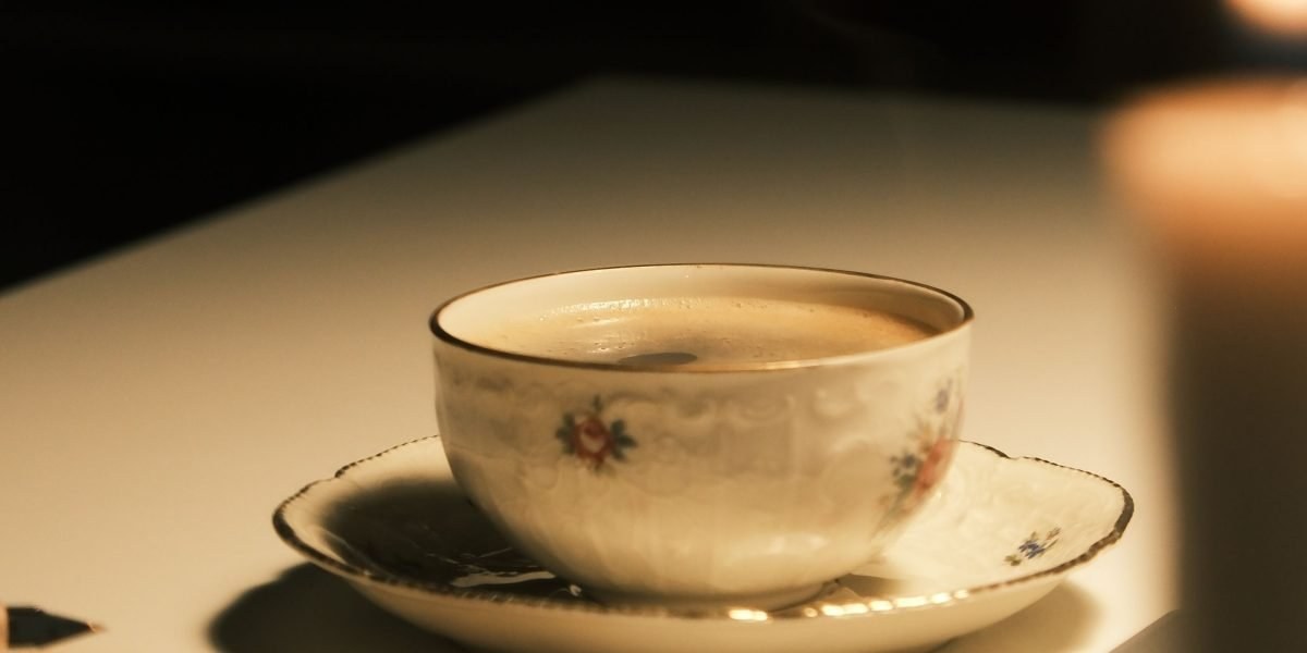 Calming desk with notes and a cup of tea