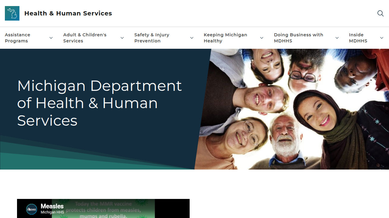The Michigan Department of Health and Human Services website, providing guidelines for mental health providers.