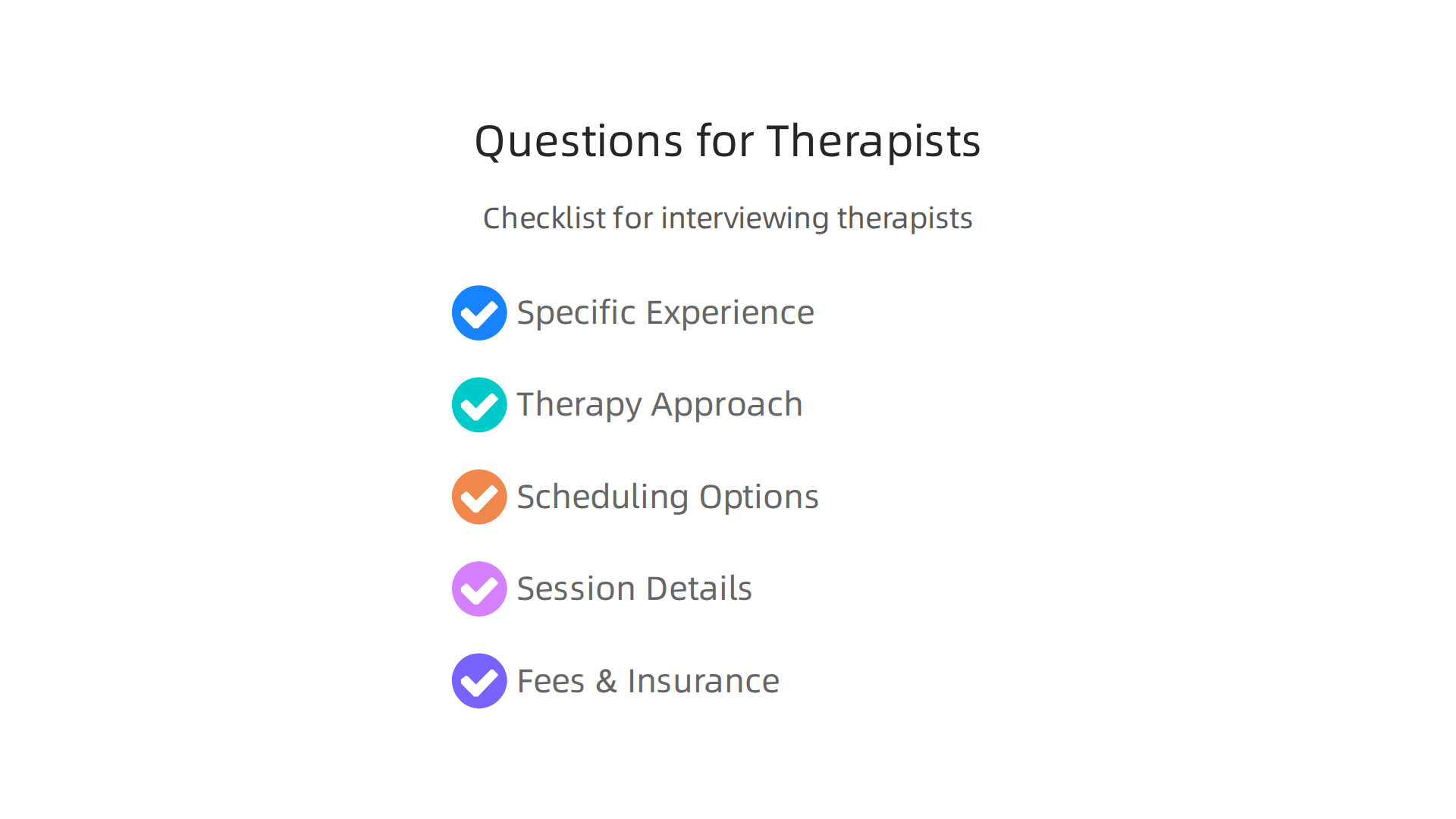 A checklist of essential questions to ask when interviewing a potential therapist to ensure they specialize in perinatal mental health.