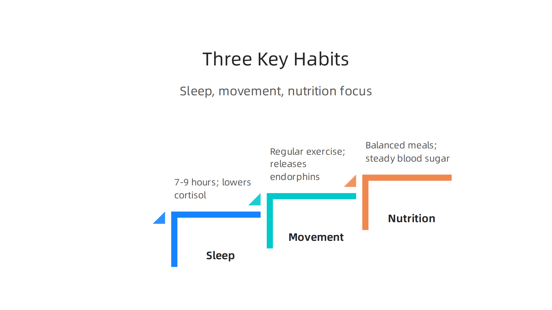 Consistent daily habits in sleep, movement, and nutrition are fundamental for reducing anxiety long-term.