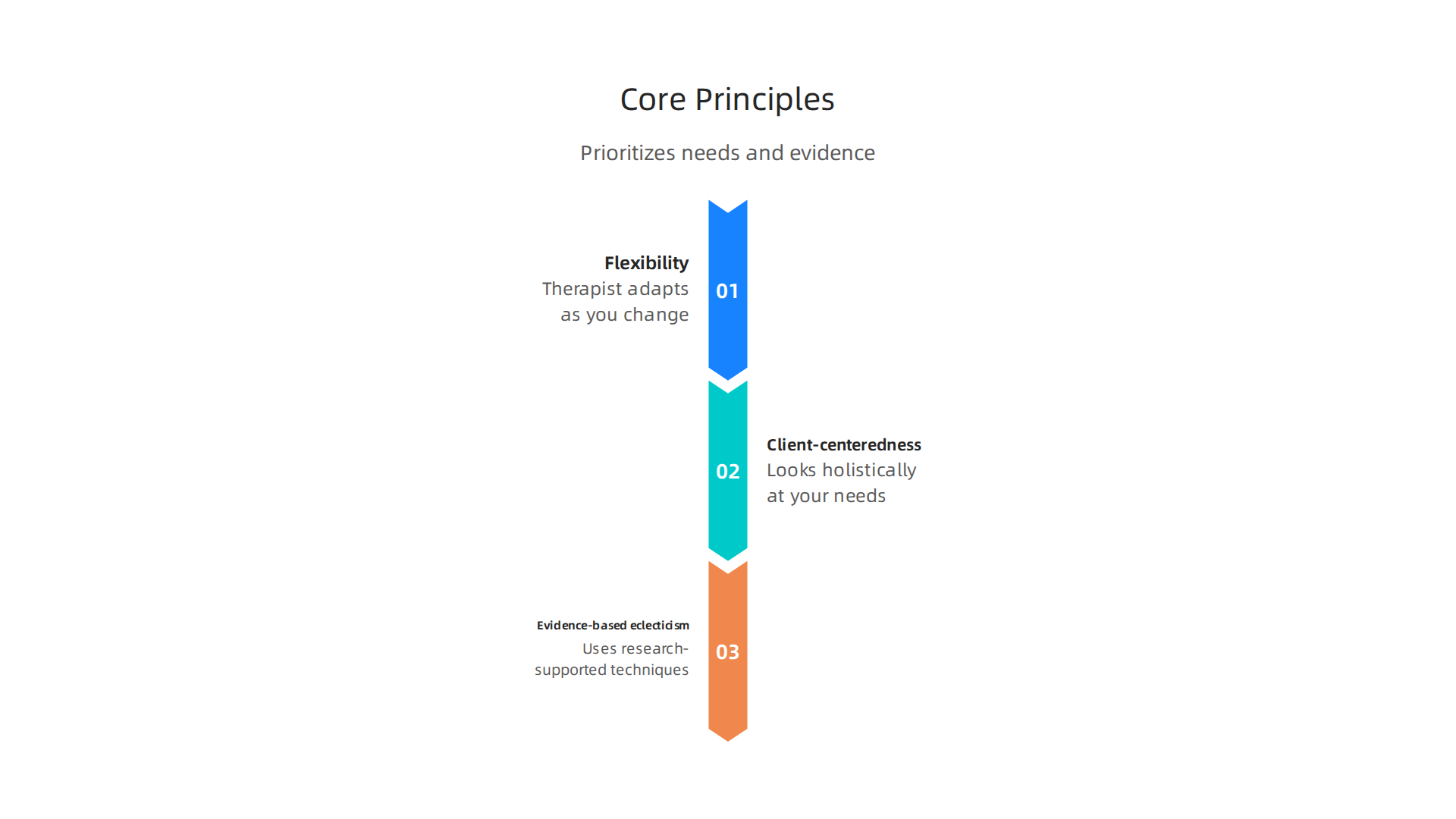 Integrative counselling is guided by core principles that prioritize individual needs and evidence-based methods.