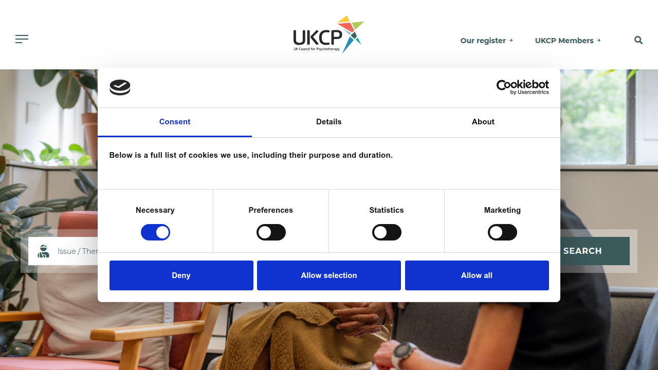 The UK Council for Psychotherapy (UKCP) registers psychotherapists and psychotherapeutic counsellors, ensuring high standards of practice.