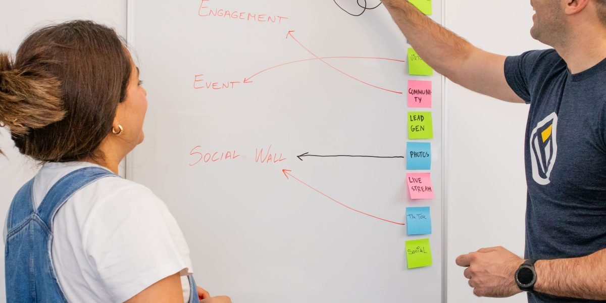 A team collaborates around a whiteboard, representing the ongoing discussion and innovation in digital mental health.