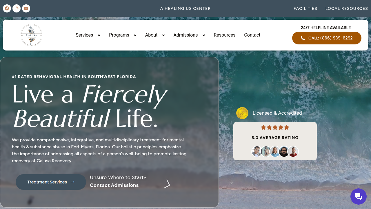 Screenshot of the Calusa Recovery blog homepage, which provides comprehensive guides on various mental health diagnoses and treatments.
