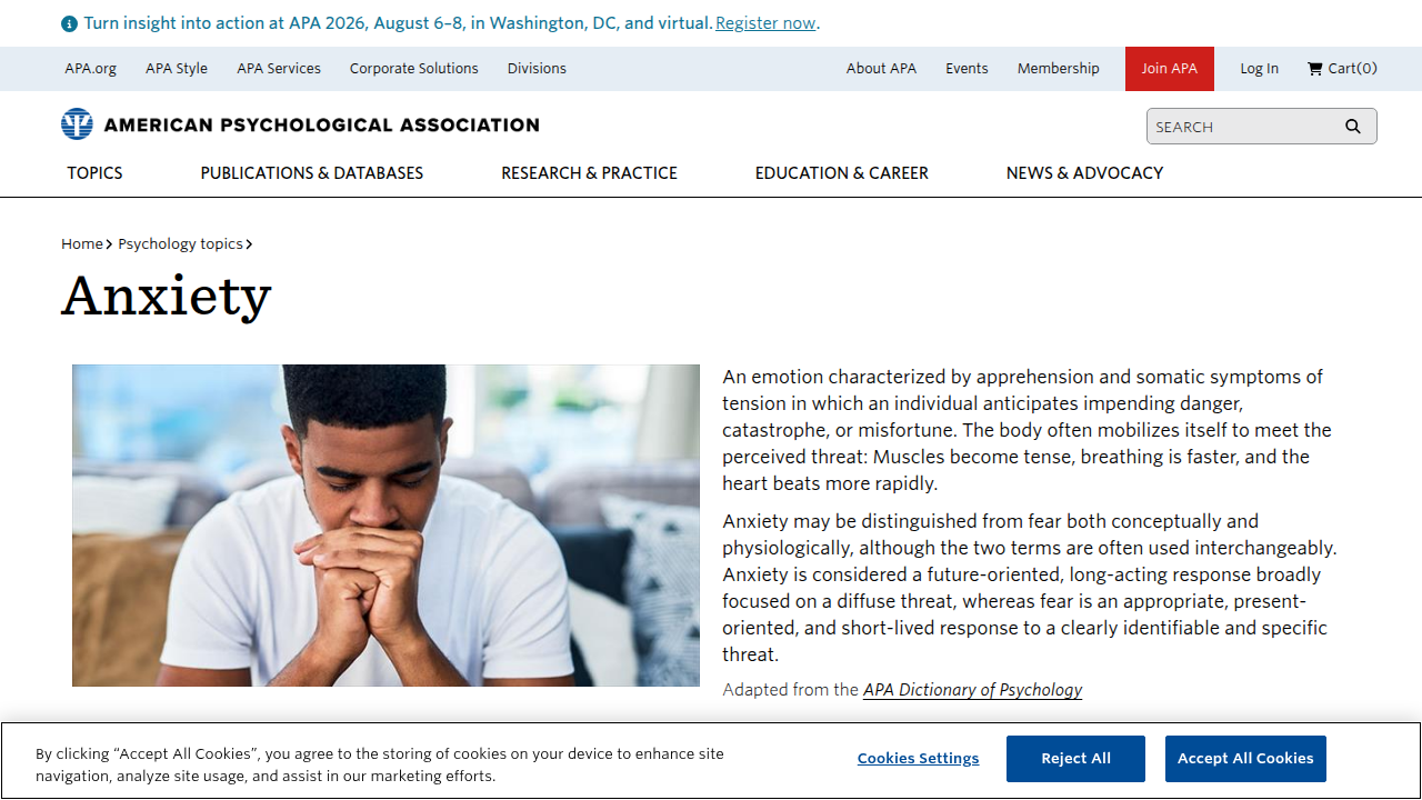 The American Psychological Association's page on anxiety provides a foundational understanding of its symptoms and nature.