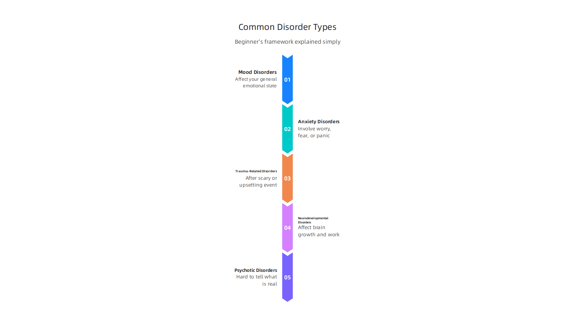 A framework outlining common categories of mental disorders.