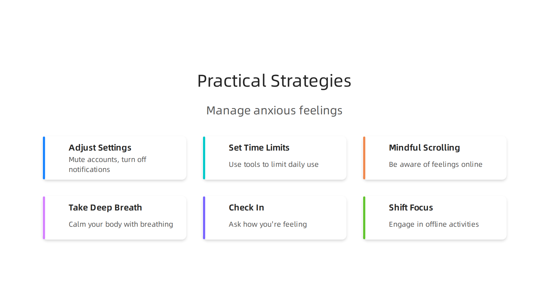 Actionable steps individuals can take to manage anxious feelings and foster a healthier relationship with social media.