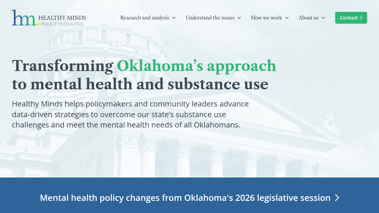 Website of the Healthy Minds Policy Initiative, focused on integrated behavioral health care models.